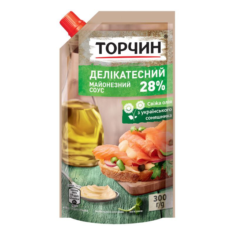 Соус майонез Торчин Делікатес 28% дойпак 300г